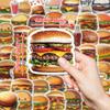 50Pcs Cute Cartoon Burger Stickers – Waterproof Reusable Decals for Luggage, Laptop, Journal
