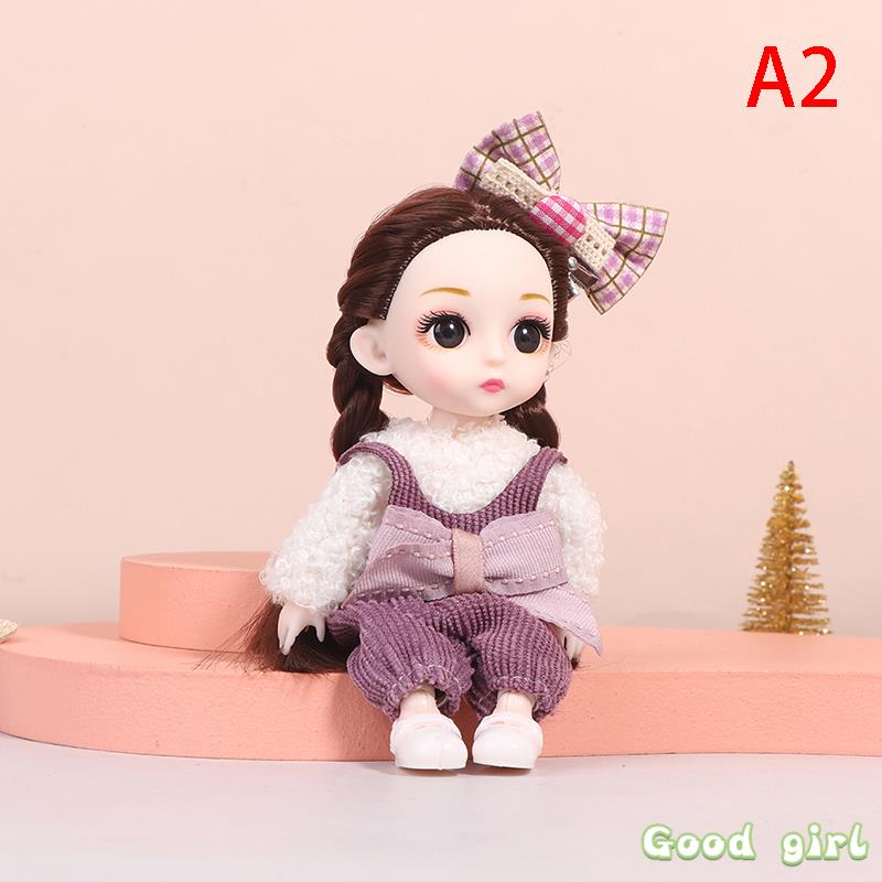 New 16 Cm Bjd Mini Doll Movable Joint Girl Baby 3D Big Eyes Beautiful Diy Toy Doll With Clothes Dress Up 1/8 Fashion Doll
