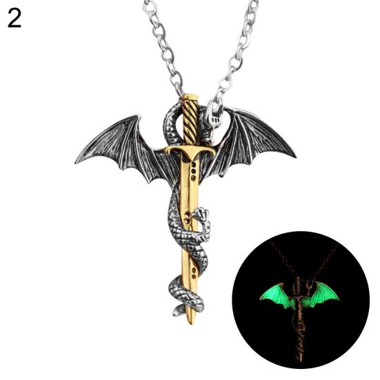 Punk Uomo Glow In The Dark Pendente Spada Drago Collana a Catena Gioielli da Festa Regalo