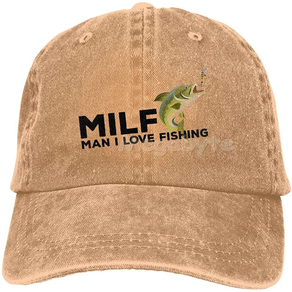 Milf Man. I Love Fishing Hat Men Women Adjustable Trucker Fashion Washed Denim Caps for Outdoor Black Baseball Cap