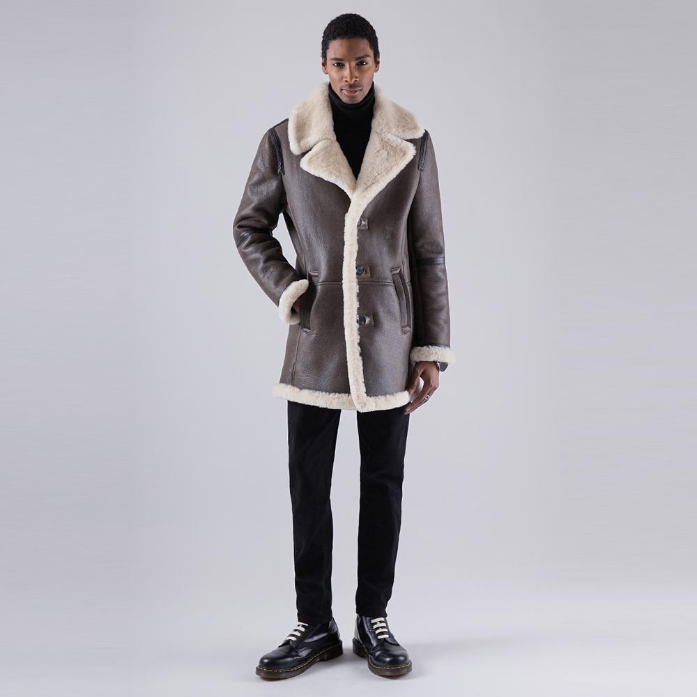Strike Desired Rich Lambskin Shearling Coat (Brown)