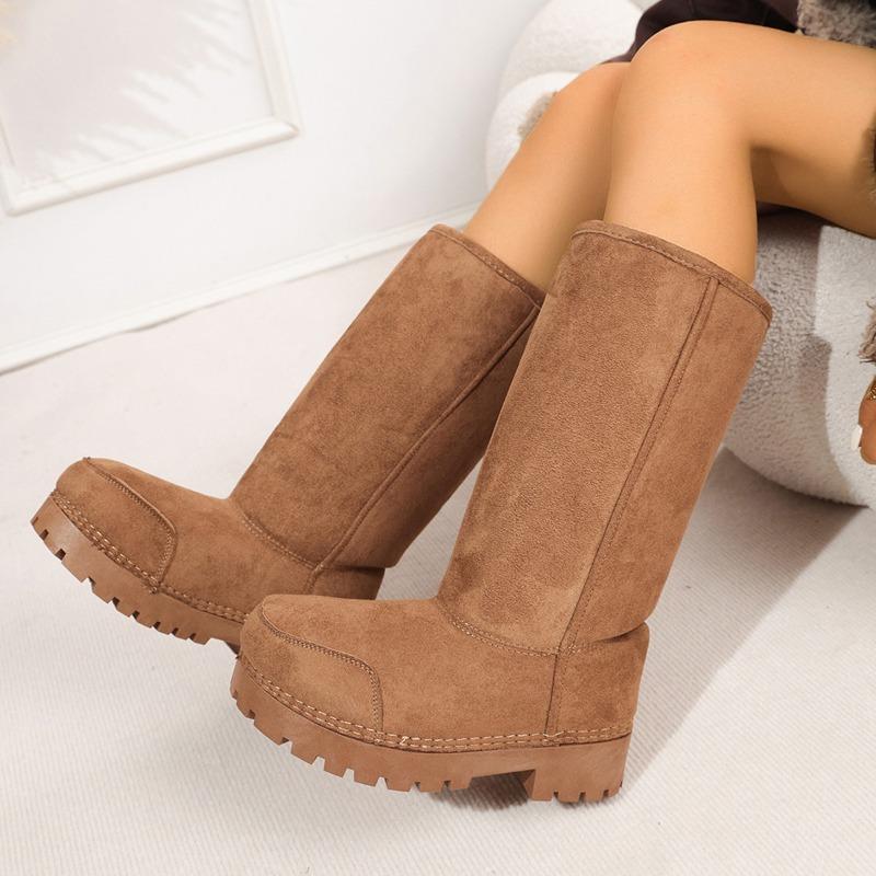 Autumn and Winter Thickness One-pedal Piled Thickened Warm Snow Boots Casual Versatile Short Medium Tube Fluffy Women's Cotton Shoes