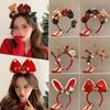 Elk Hair Hoop Antlers Headband Christmas Decoration Plush Bow Red Hair Band  Christmas Decoration