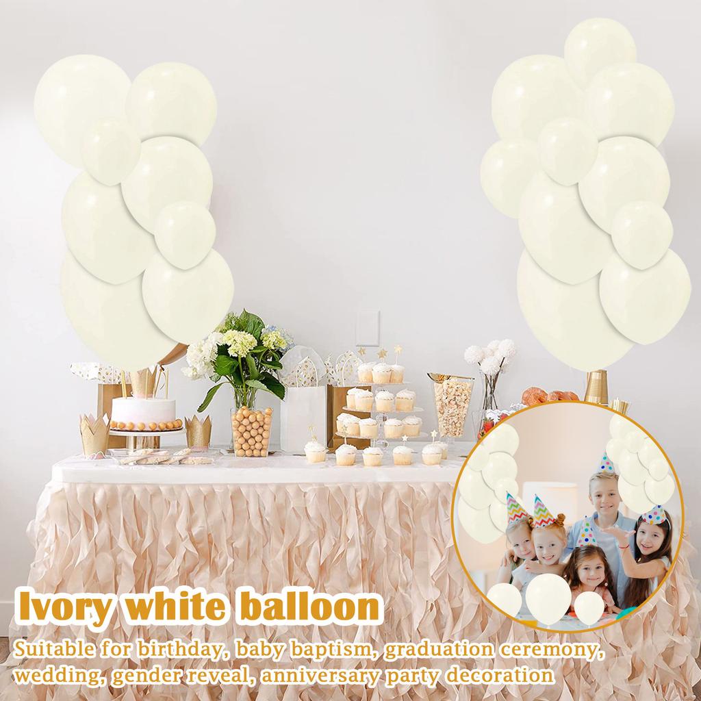 Different Sizes Of Ivory Party Latex Balloons For Birthdays, Baby Showers, Graduations, Weddings, Gender Reveals, Anniversary Party Decorations