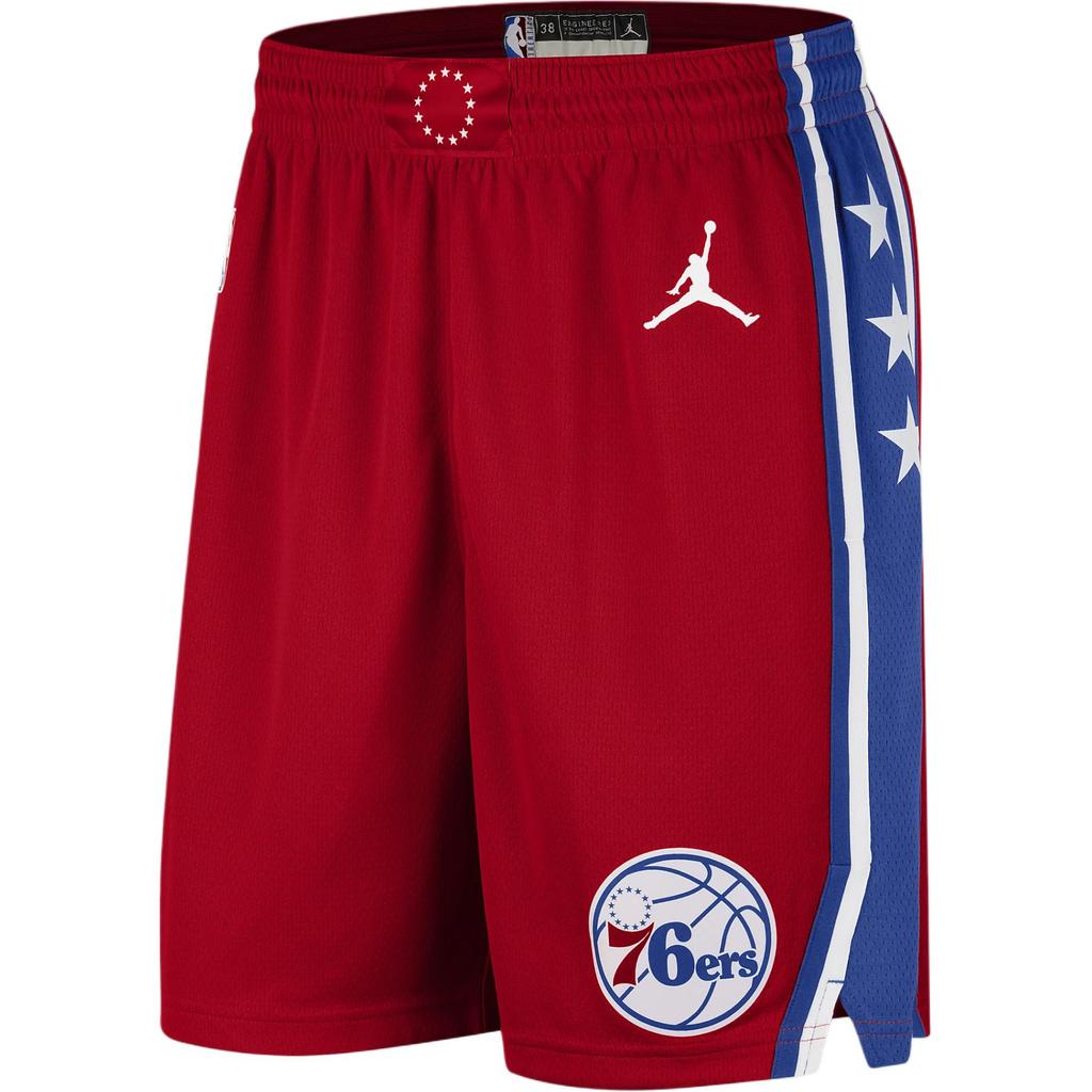 New Jordan x NBA Philadelphia 76ers Statement Edition Basketball Shorts Men's University Red DO9438-657