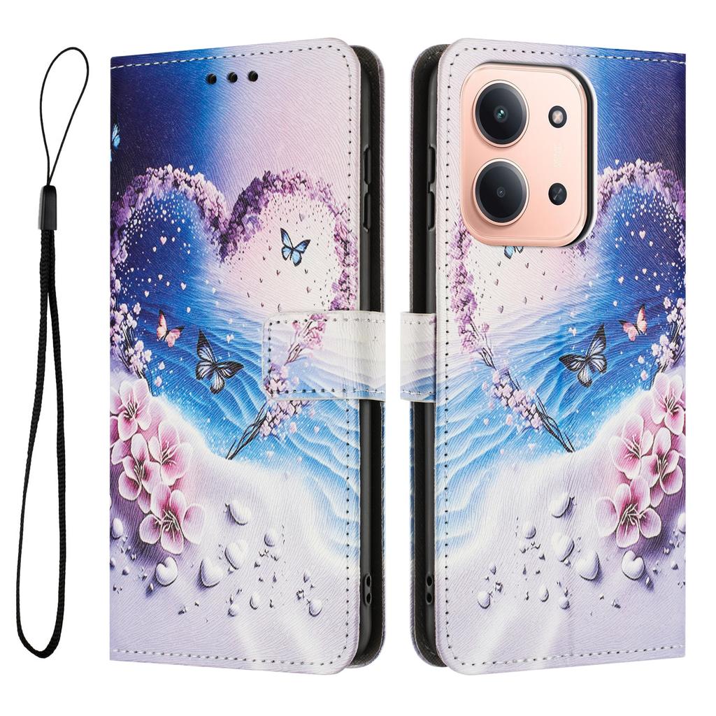 For Xiaomi Redmi 15C 4G (Global) (171mm)/Xiaomi Poco C85 4G Wallet Case Pattern Printing PU Leather Phone Cover with Lanyard