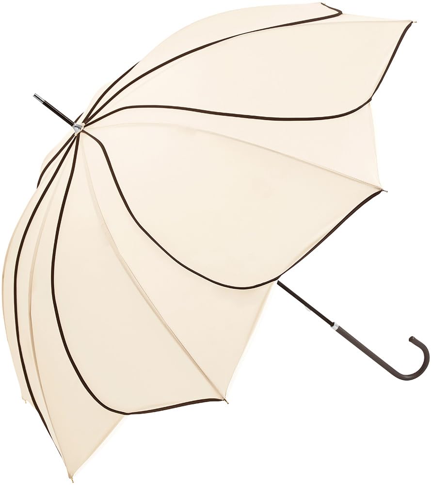 Because long petal UV umbrella, 58cm, design, protection, two-tone piping, beige, B-133200