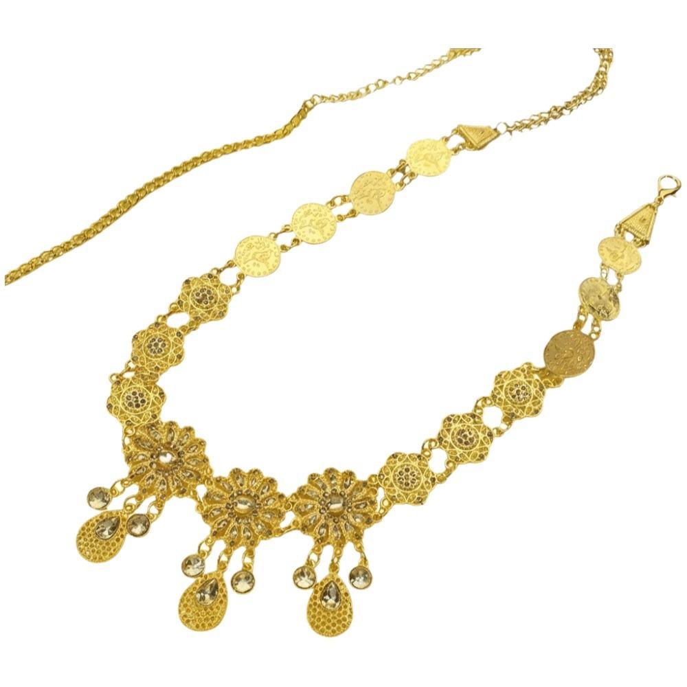 Metal Flower Waist Chain Rhinestone Hollow Out Belt Vintage Belly Chains  Dance Dress