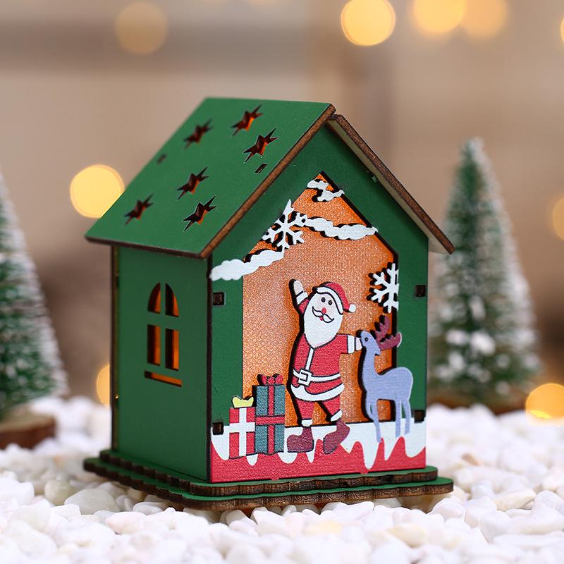 Glowing Wooden Christmas House Ornament DIY Kit for Kids