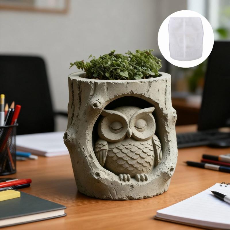Stump Owl Flower Container Molds Candle Holder Mold Suitable for Resin Casting Handcrafted Jewelry Making and Home Deck