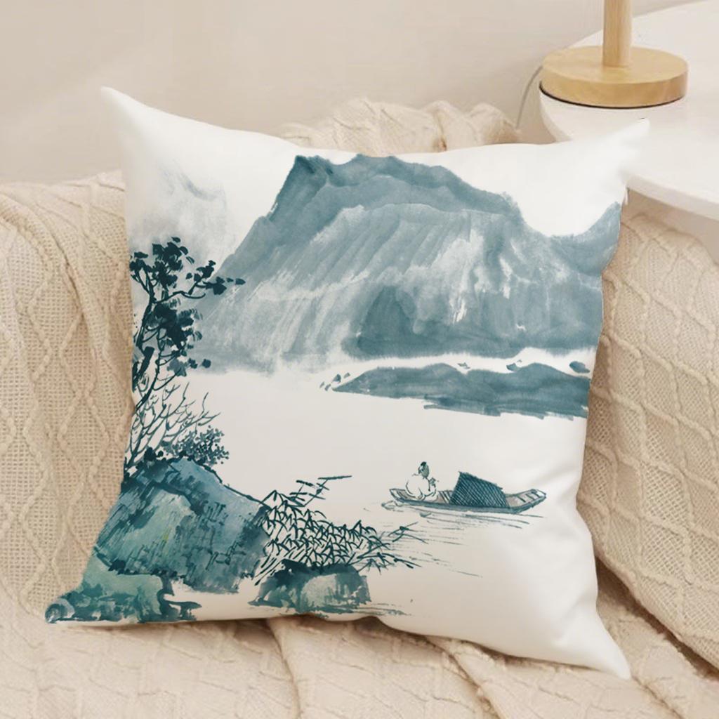 4Pc Traditional Landscape Printed Pillowcasesuitable For Sofa Car Bedroom Decorative Cushion Cover Pillow Cover