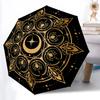 1pc Mandala Symbols Automatic Folding Umbrella with 8 Bones, 3-Fold Compact Umbrella, Compact Design On-the-Go Essential, Casual Outdoor Acc