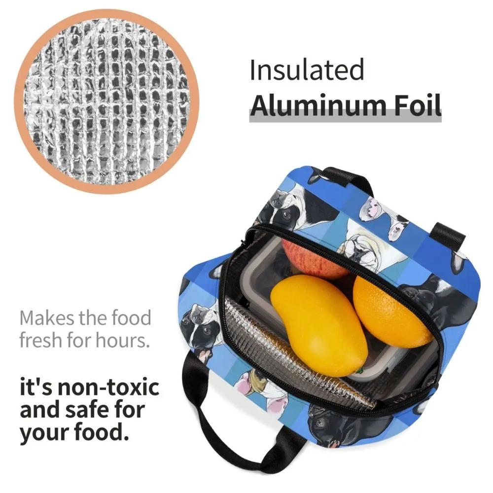 Cute Boston Terrier Dog Pattern Insulated Lunch Bag for Kids School Cooler Thermal Food Box Tote Portable Lunch Boxes Container
