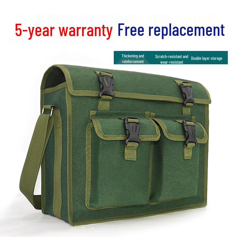 Heavy-Duty Large Canvas Tool Bag - Carpenter, Mechanic, Bricklayer, Electrician Multi-Function Crossbody Pouch