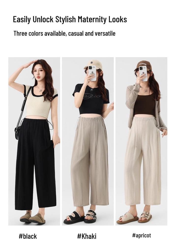 Spring-Summer 2026 Maternity Wide-Leg Pants - Comfortable, No Belly Tightening