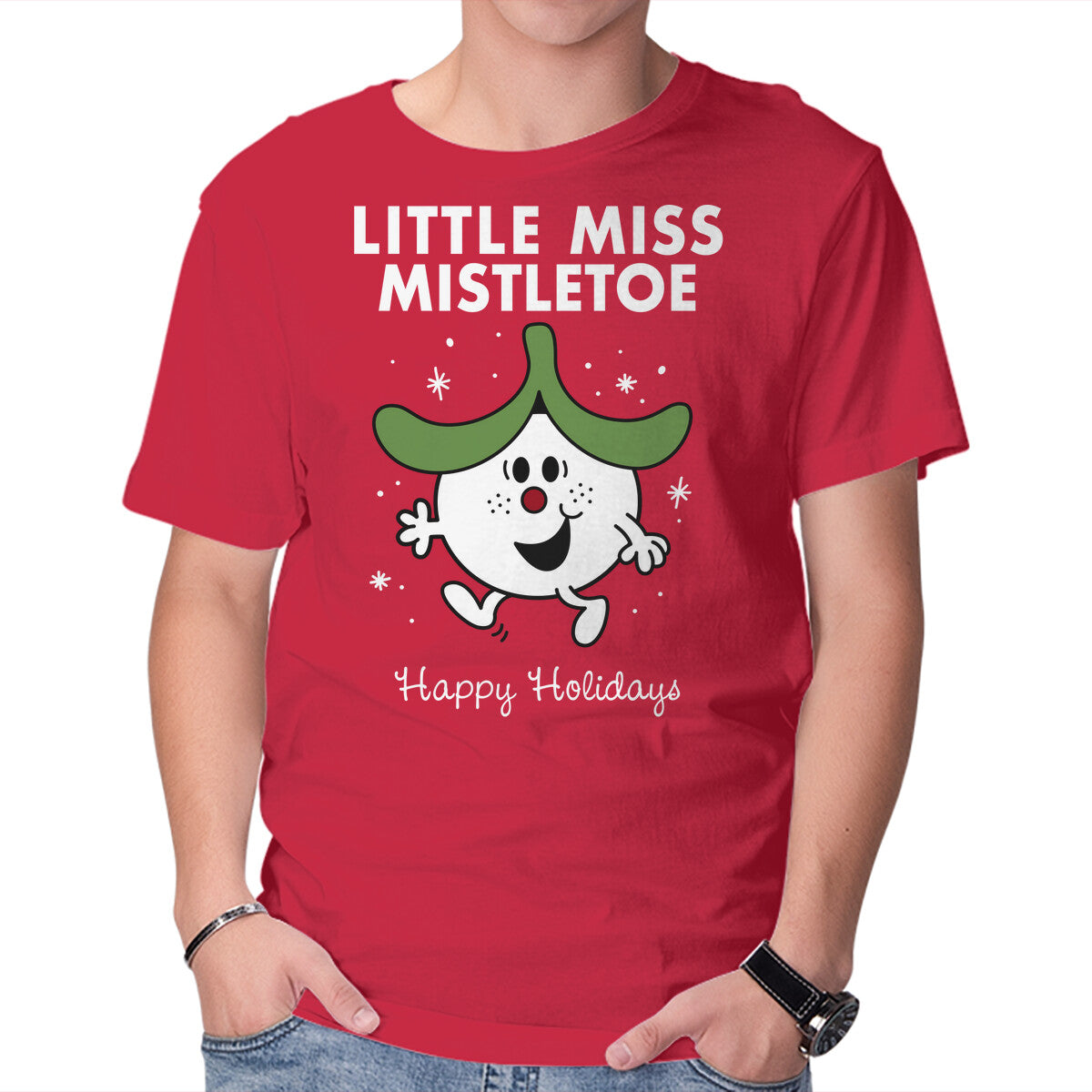 Unisex Crew Neck T-Shirt Little Miss Mistletoe Graphic Short Sleeve Casual Tee S