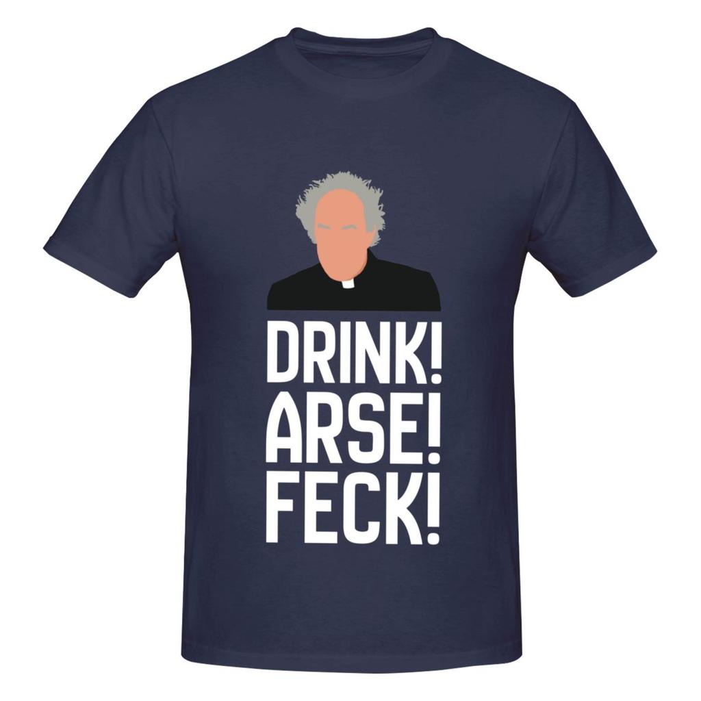 Unisex Father Jack Drink Arse Feck T Shirt Streetwear Oversized Cotton Crewneck Sleeve Anime Shirt