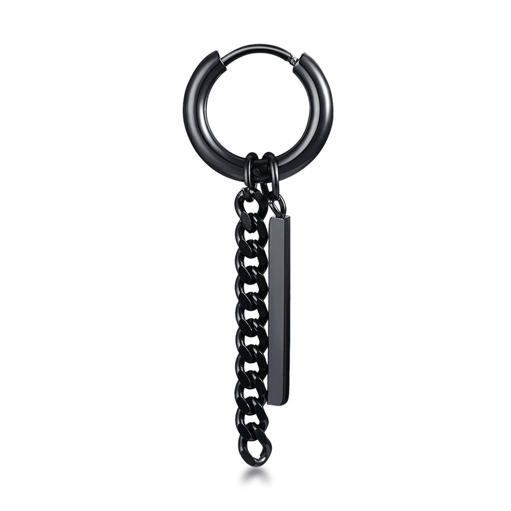 Vnox 1 Stuk Gotische Punk Hoepel Oorbellen voor Mannen Vrouwen, Zwart Roestvrij Staal Huggie Hoops Oor Sieraden, Kruis Geometrisch Hangend