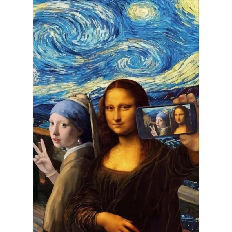 Nordic Funny Mona Lisa with Cat Bubble Poster Prints Canvas Paintings Bar Hotel Decorative Painting Mural Living Room Decor