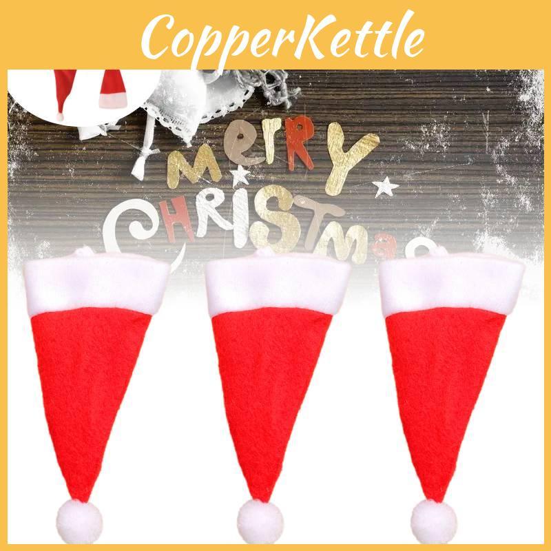 Neuankömmling Weihnachtsdekorationen Mit Mini-Weihnachtsmannmütze Plüsch Gabel- und Messerset Auf Lager Für Großhandel