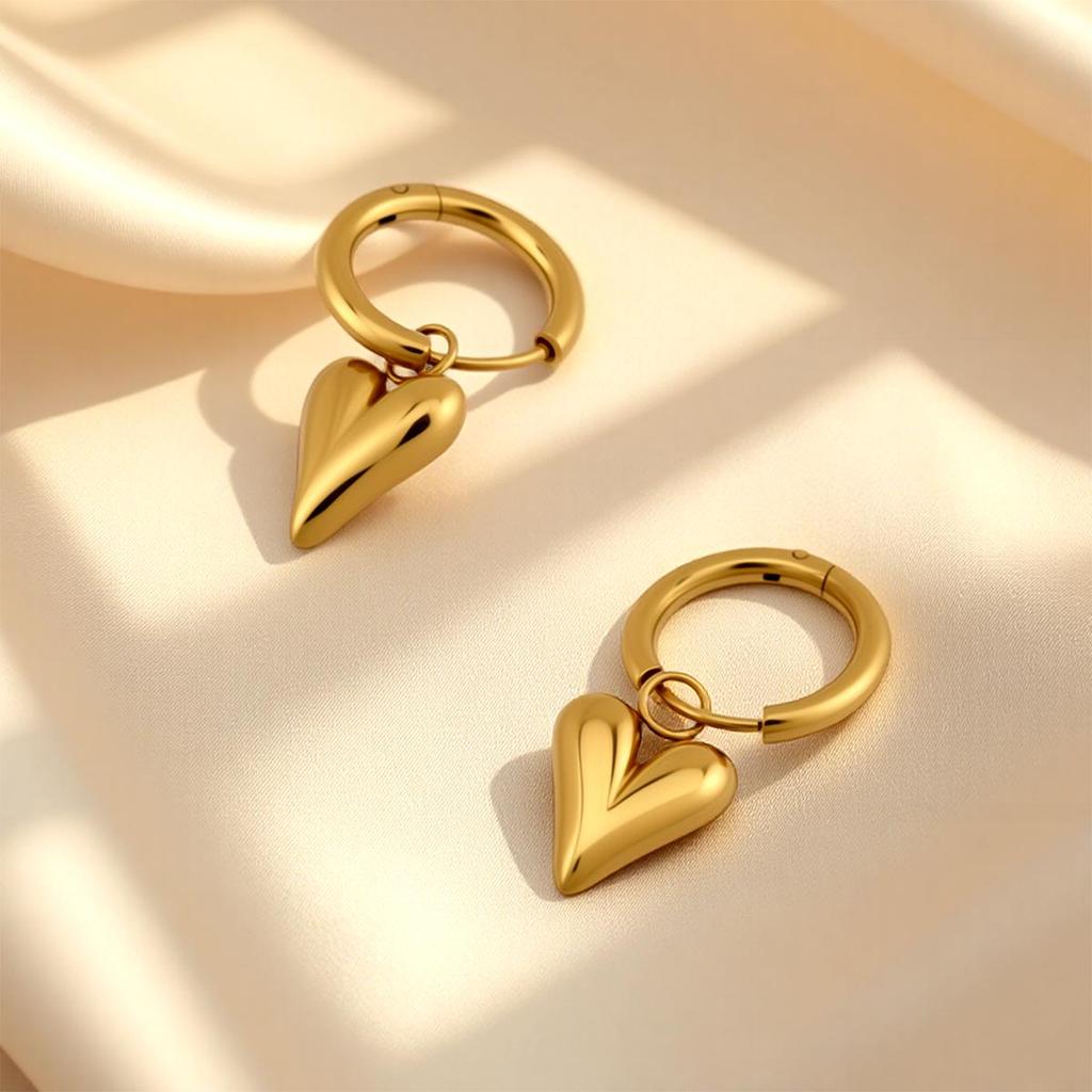 Minimalist DIY Coil Earring In Titanium Steel with Gold-Plated Interior