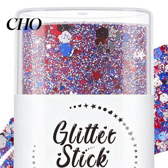 USA Flag Glitter Stick Independence Day Body Stick, Patriotic Face Hair Accessories, Sparkling Red White Blue Makeup for 4th of July Festival
