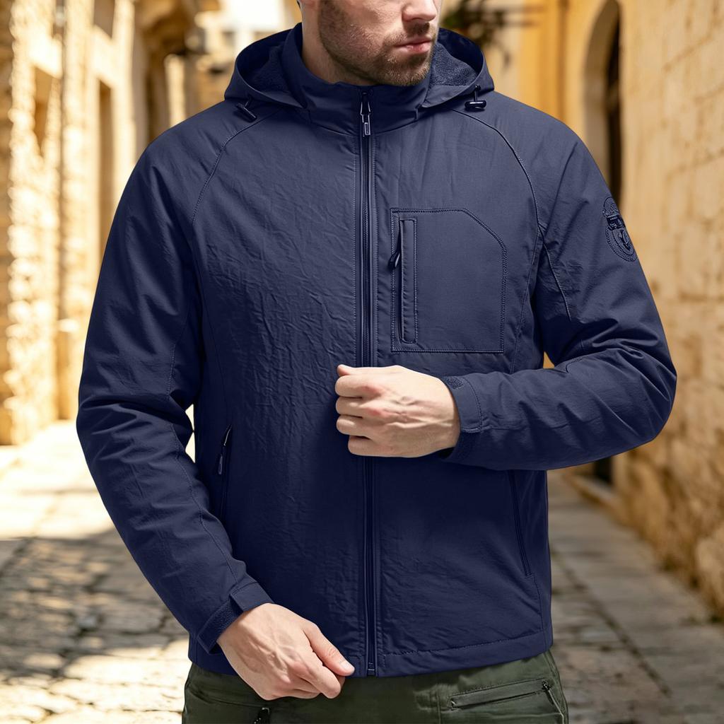 Men's Lightweight Casual Outdoor Rain Jacket for Hiking and Travel