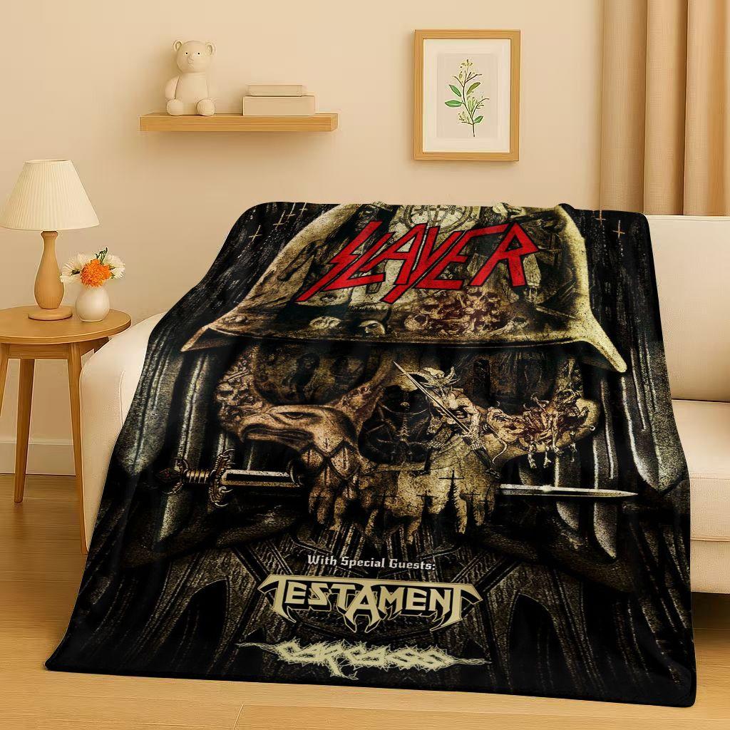 3D Slayer Thrash Metal Rcck Music Band Sign Flannel Blanket,Ultra Soft Warm Plush Throw for Home Bedroom Bed Sofa Cover Gift Kid