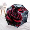 Red Rose Moth Automatic Folding Umbrella: Stylish Design with 8-Bone Frame, Perfect for Travelers and Daily Use - Ideal Gift for Fans and Oc