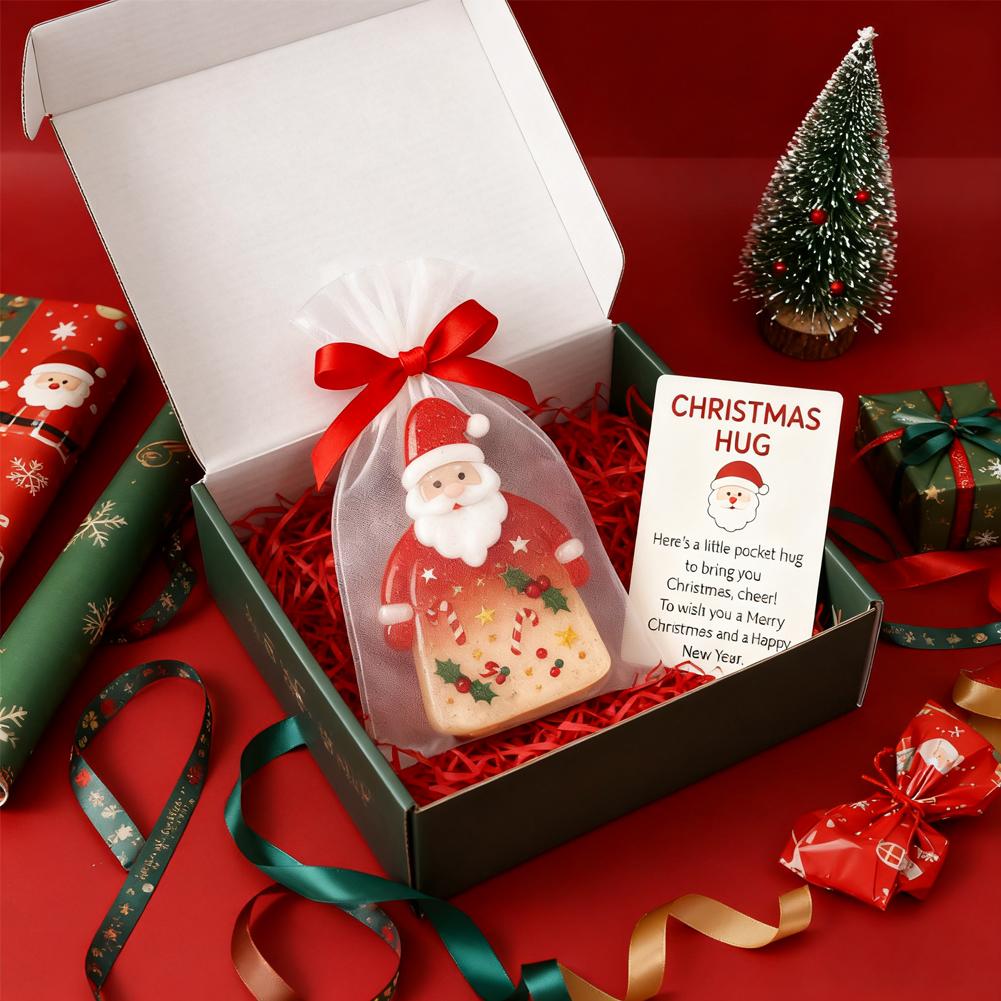 Christmas Santa Hugging Pocket Present Enhance Holiday Ambiance Show Blessing Love Through Card Good Gift For Family Friends