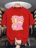 Unisex Cotton Tee I M Ok Letter Graffiti Text Graphic Print Loose Breathable Summer Crew Neck Casual Street T Shirt Unisex Daily Wear
