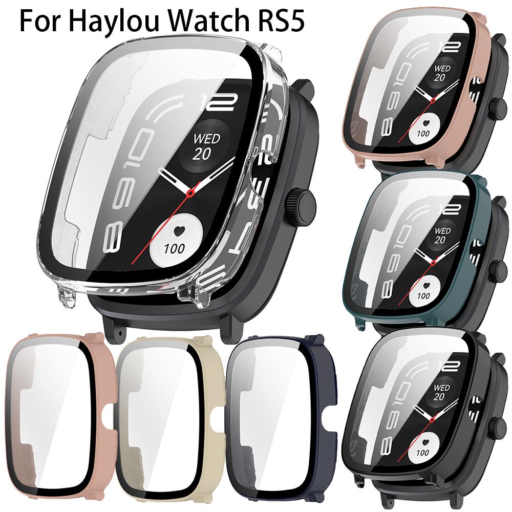 Full Protective Case For Haylou Watch RS5 Glass Screen Protector Case For Haylou RS5 Cover PC 2in1 Shell&Tempered Glass Film