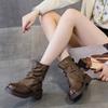 Women Platform Boots Belt Buckle Short Boots Women's 2025 New Autumn and Winter Pleated Women's Boots
