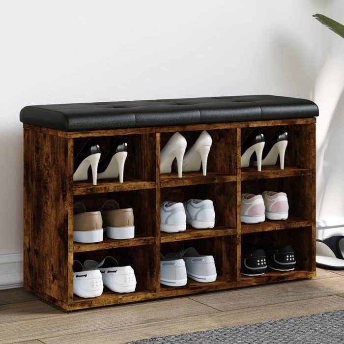 VidaXL Shoe Bench, Storage Furniture with Cushion, Hallway Bench with Shelf Entrance Living Room Interior, Modern, 835107