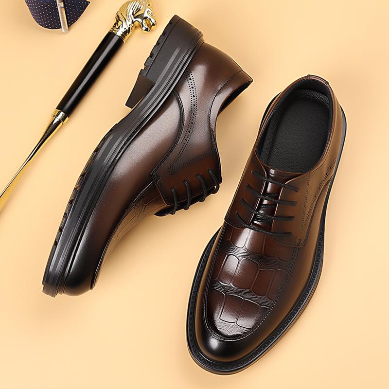 High Quality Casual Leather Men's Casual Business Shoes Fashion Outdoor Antiskid Walking Shoes Flat Designer Round Toe Work Shoe