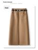 2024 Women's Woolen Bodycon Midi Skirt - Spring/Autumn Slimming Slit Design