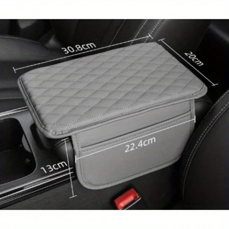 1pc Universal Leather Car Armrest Cover - Soft, Durable, 2 Storage Pockets, High-Quality Interior Accessory for Most Vehicles.