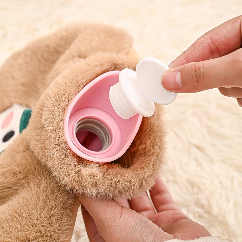 Cartoon Flannel-Covered Thick Plastic Hot Water Bottle - Winter Bed & Hand Warmer for Girls