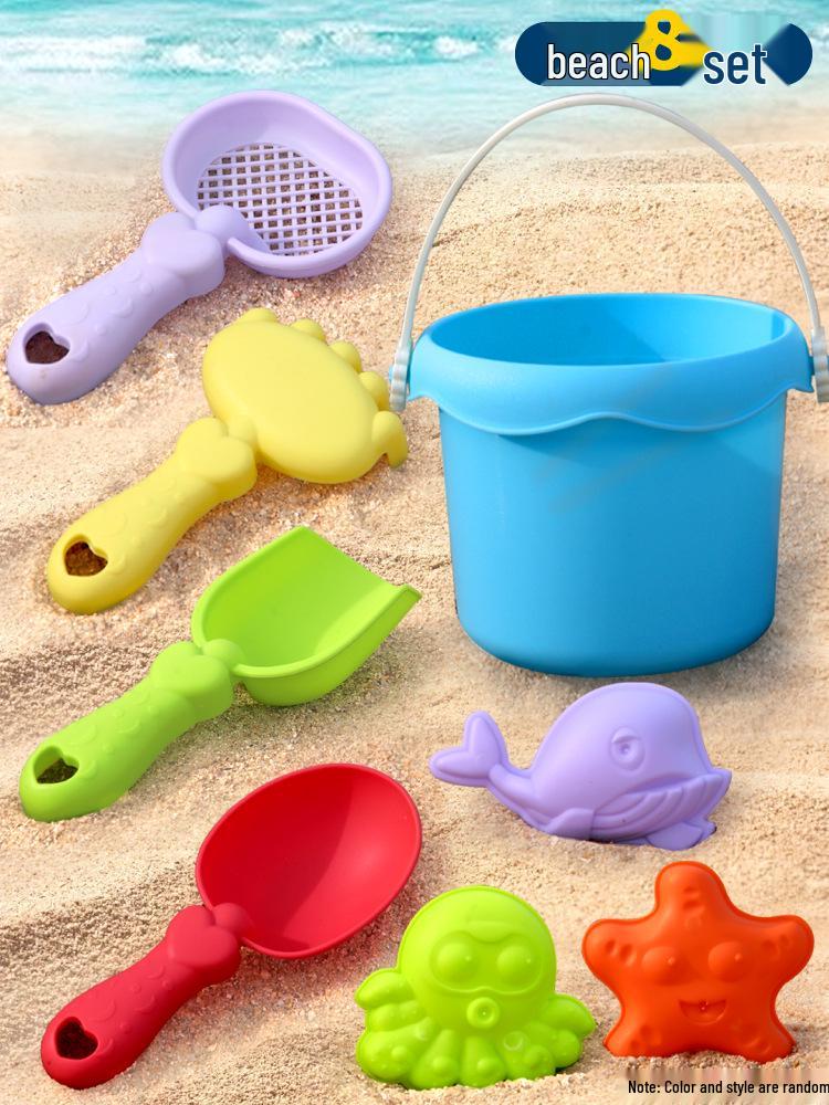 Interactive Educational Beach Toy Set: Ocean Sand Molds, Sprinkler, Shovel, Sand Timer, and Water Play Kit
