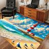 Vintage Ocean Seascape Door Mat, Retro Lighthouse & Seagull Pattern Rug, Non-Slip Washable Decor Carpet for Living Room Bedroom
