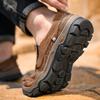 Spring and Autumn Men's Shoes Outdoor Casual Shoes Genuine Leather Middle-Aged Dad Shoes Slip-on Lofter Wear-Resistant Non-Slip Platform Hiking Shoes