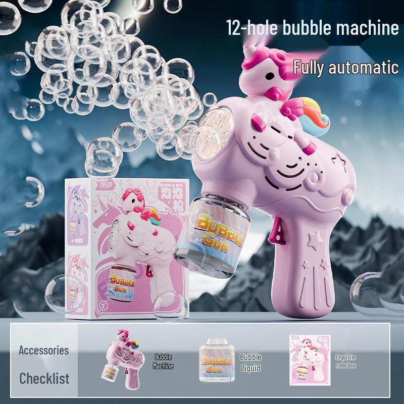 Unicorn Bubble Machine: Leak-Proof Electric Handheld Automatic Blower for Kids