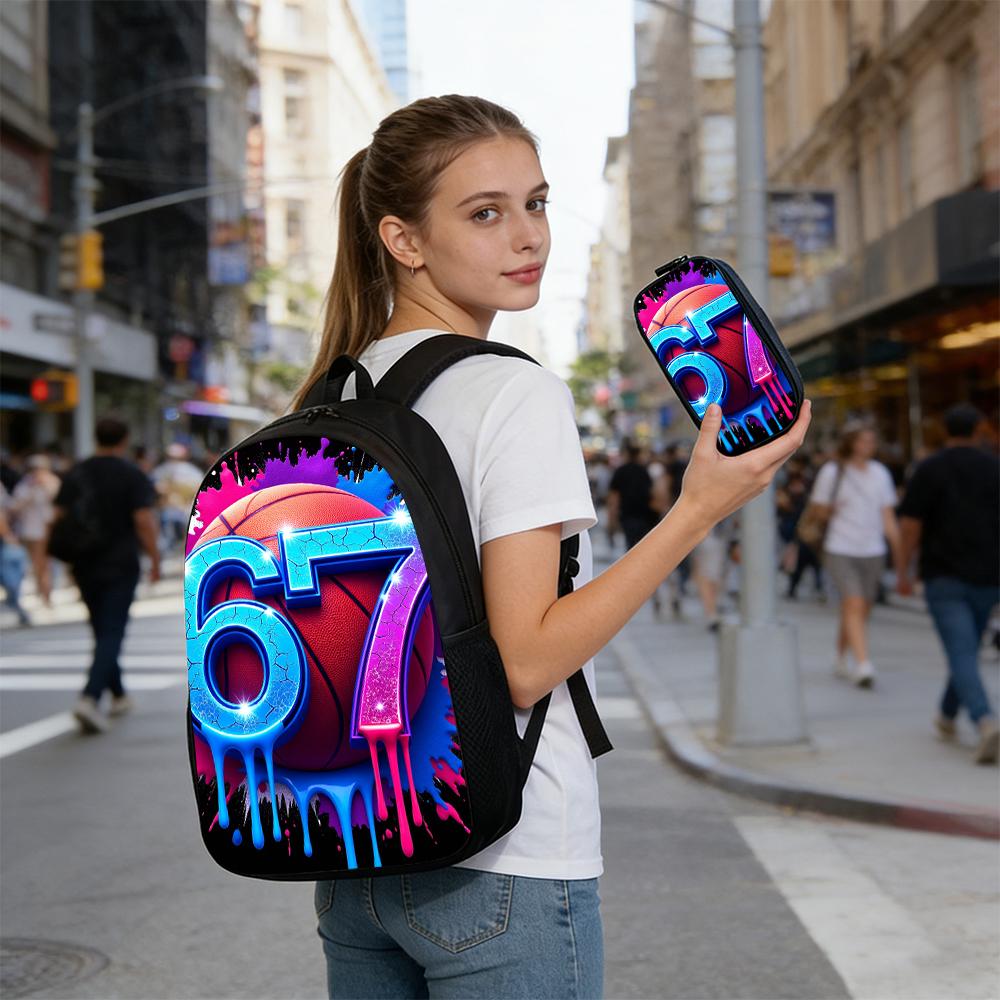 1/2/3/4/5PCS Numbered 6&7 Pattern Backpack Set | The Perfect Choice for School & Travel