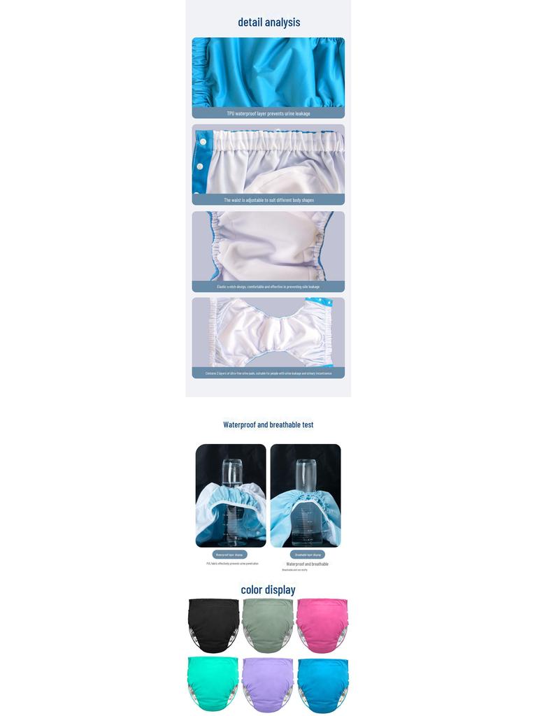 Waterproof Leak-Proof Incontinence Underwear for Elderly - Nursing Home Diaper Pants with Inner Seam Urine Pad.