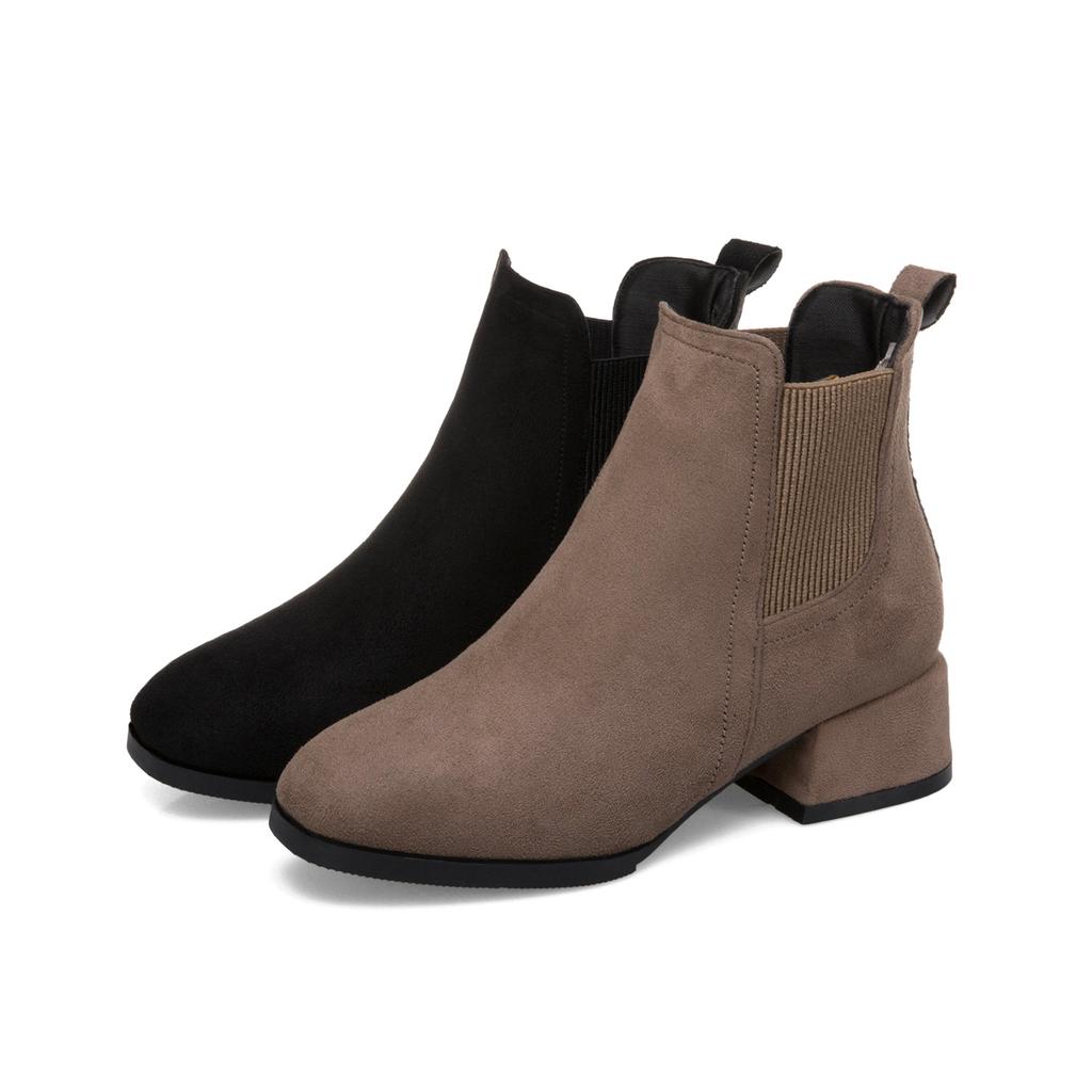 Autumn and Winter Daily All-match Height-enhancing Warmth Ladies European and American Thick-heeled Suede Casual Short Boots