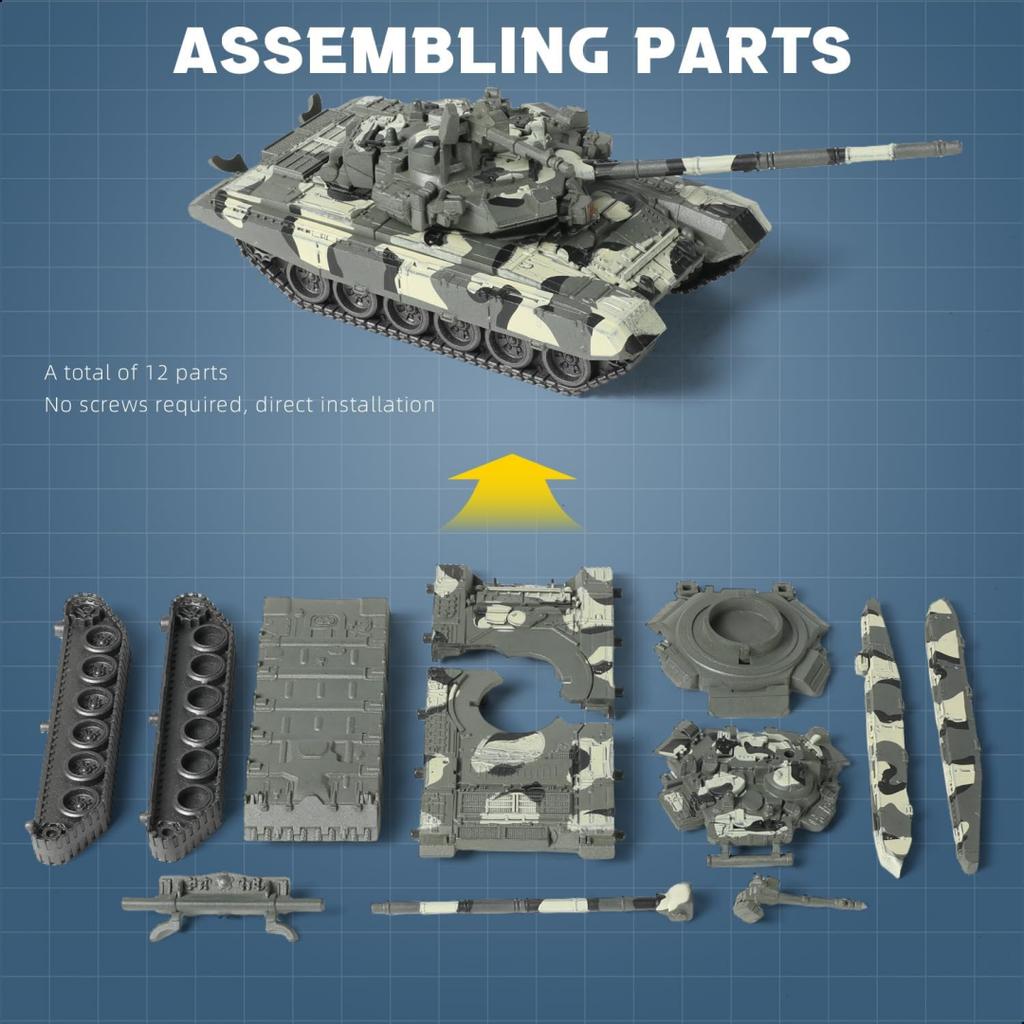 Simulation Tank Toy T-90 Fighter Tank Model Modern Military 1:48 Scale DIY Model ABS Plastic Assembly Ornament Gift