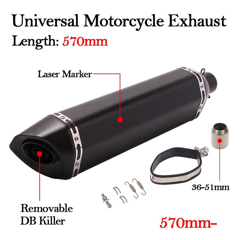 Motorcross Exhaust Universal Motorcycle Muffler 470mm 570mm Length Modified DB Killer Escape Moto Pipe For MT07 ER6N Z800 ZX10R