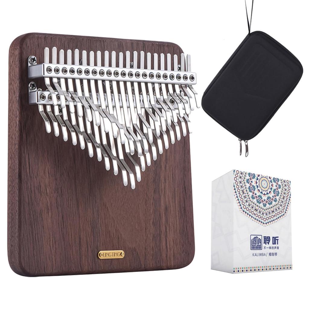 LingTing Kalimba 42 Keys Chromatic Thumb Piano American Black Walnut Wood with Storage Case Hanonkai Kalimba To the Beginner-Friendly "Listening Moon"