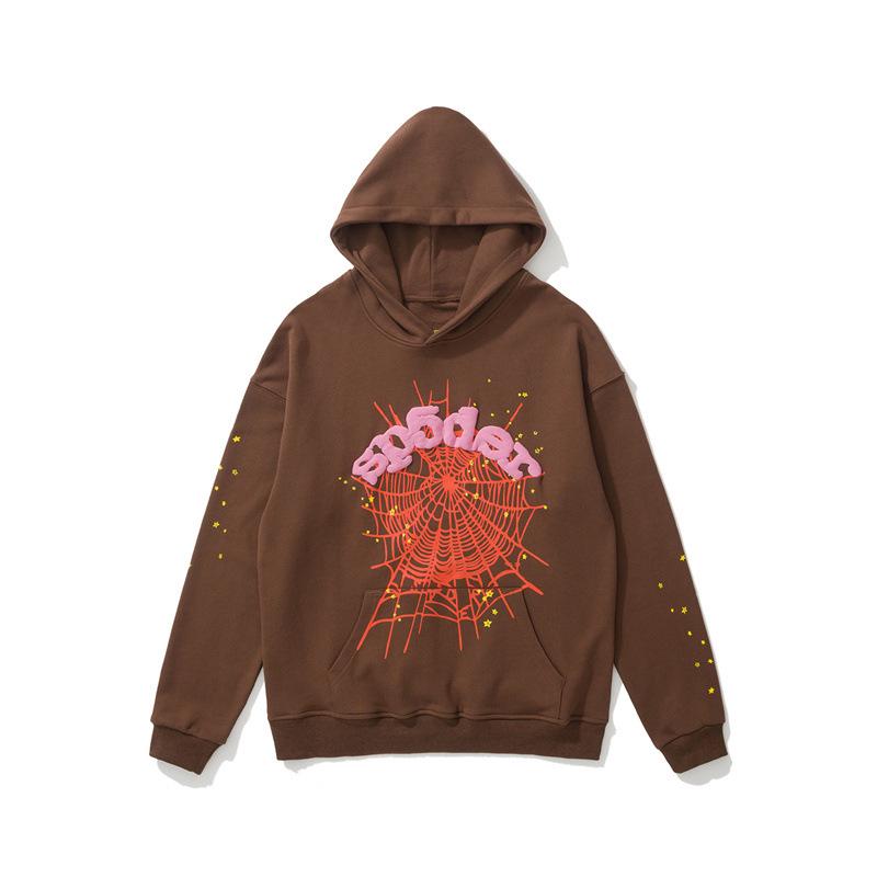 High-Quality 450g Men's Spider Web Foam Print Hoodie - Young Thug Style