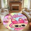 Labubu Print Round Rug, Washable Floor Carpet, For Entryway Dorm Laundry Room Office Study, Home Decor Birthday Christmas Gift